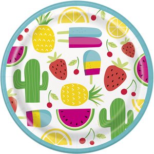 Fruits & cactus plates 9in 8pcs