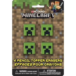 Minecraft pencil top erasers 4pcs