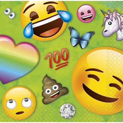 16 serviettes à breuvage Emoji arc-en-ciel