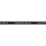 Bannière métallique 9pi "Happy 16th Birthday" argent & noir