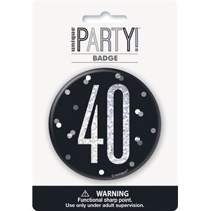 40th b-day badge 3in