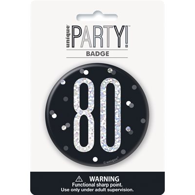 80th b-day badge 3in