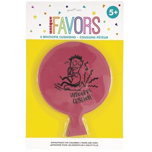 Assorted coloured whoopee cushions 4pcs