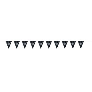 65th b-day silver & black flag banner 9ft