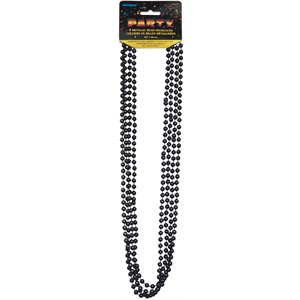 4 colliers de perles noires métalliques