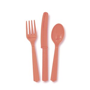 Coral plastic cutlery 18pcs