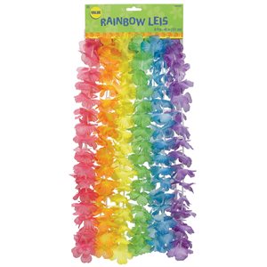 Rainbow floral leis necklaces 6pcs