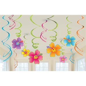 Hawaiian swirl decorations 12pcs