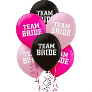 Team bride 12in latex balloons asst colours