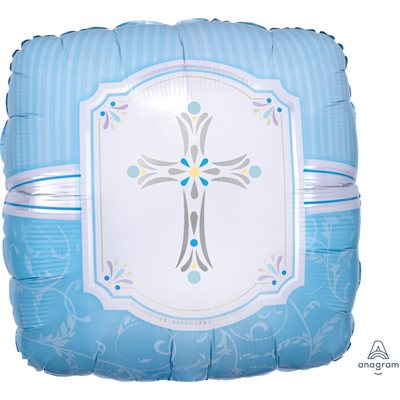 Blue religious cross std foil balloon