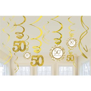 12 décorations en tourbillons 50e anniversaire