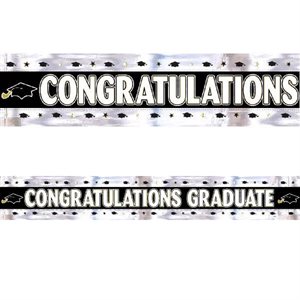 Congratulations graduate black & white foil banner