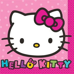 16 serviettes à breuvages Hello Kitty