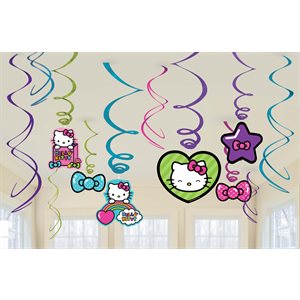 12 décorations en tourbillons Hello Kitty