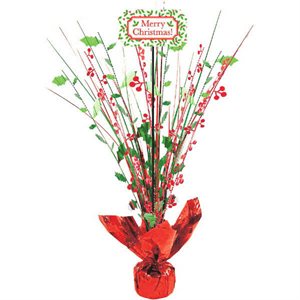 Red & green merry christmas spray centerpiece 18in