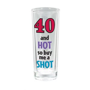 40th birthday tall shot glass 3oz