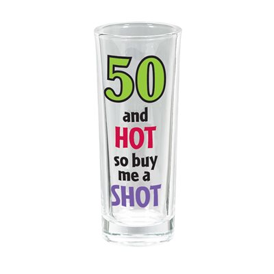 50th birthday tall shot glass 3oz