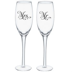 2 coupes champagne formelles Mr & Mrs