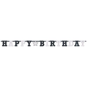 Black & white prismatic b-day jointed letter banner