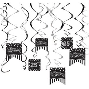 Black & white customizable swirl decorations 12pcs