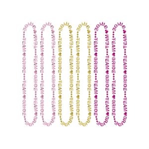 6 colliers de perles Équipe Mariée