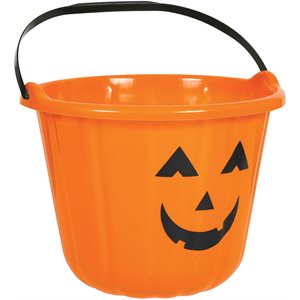 Halloween plastic orange pumpkin bucket