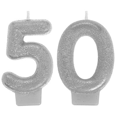 50th Sparkling Celebration silver candle