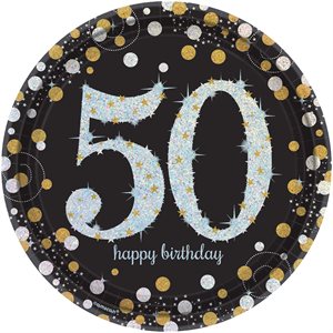 50th Sparkling Celebration plates 9in 8pcs