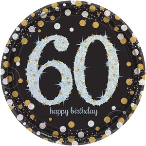 60th Sparkling Celebration plates 9in 8pcs