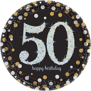 50th Sparkling Celebration plates 7in 8pcs