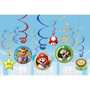 12 décorations en tourbillons Super Mario