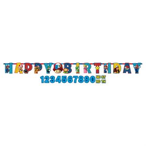 Super Mario happy birthday & add-an-age jointed letter banner