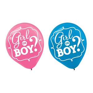 Girl or Boy latex balloons 12in 15pcs