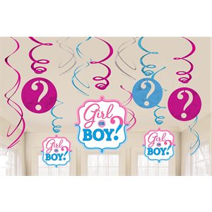 Girl or Boy swirl decorations 12pcs