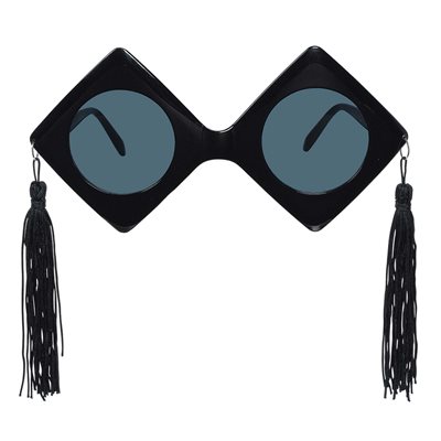 Géantes lunettes chapeau de graduation noir & franges