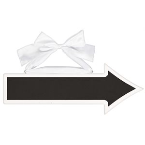 White chalkboard hanging arrow with bow