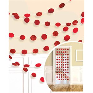 Red round garland decorations 6pcs