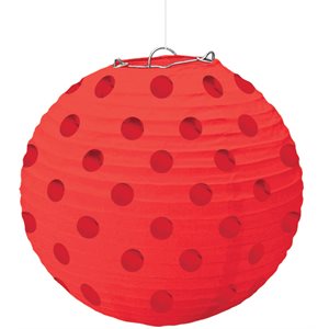 Red mini paper lanterns with metallic dots 5pcs