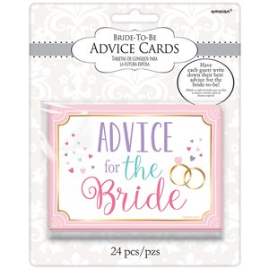 Bridal Shower advice cards for the bride 24pcs