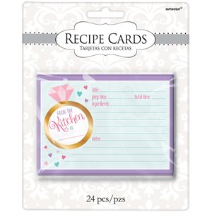Bridal Shower recipe cards for the bride 24pcs