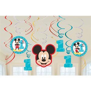 12 décorations en tourbillons Mickey 1re anniversaire