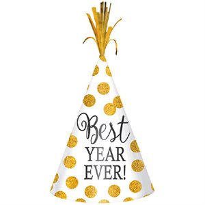 Best Year Ever gold glitter dots party hat