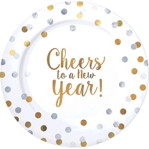 Cheers to the new year plastic plates 7.5in 20pcs