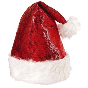 Chapeau de Père Noël avec paillettes rouges