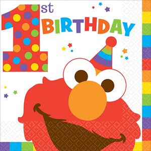 16 serviettes à repas Sesame Street 1re anniversaire