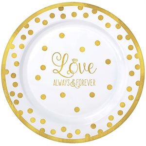 Sparkling Wedding plastic plates 7.5in 20pcs