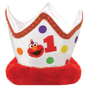 Sesame Street 1st b-day white crown with dots