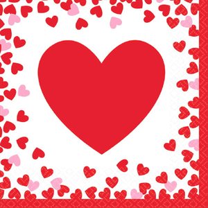 Valentine’s Day confetti hearts lunch napkins 16pcs