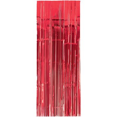 Red metallic fringe curtain 8x3ft