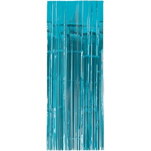 Caribbean blue metallic fringe curtain 8x3ft